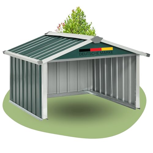 DELUKE® Mähroboter Garage aus Metall - 92x97x63cm | Dach Carport Überdachung für Rasenmäher Rasenroboter Garten Mährobotergarage Regenschutz für Rasenmäher, Grün von DELUKE
