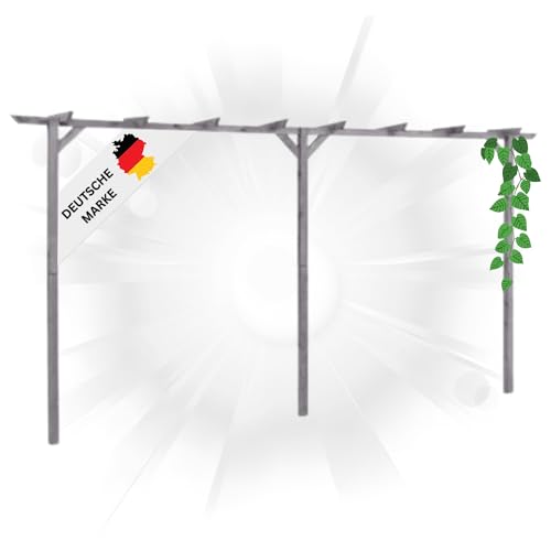 DELUKE® Pergola aus Holz LURV Grau | 4x2m Kiefernholz | Rankhilfe Pergola Holz Bausatz freistehend Gartendeko Gartenbogen Gartenpergola von DELUKE