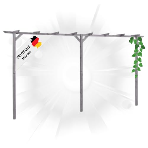DELUKE® Pergola aus Holz LURV Grau | 4x2m Kiefernholz | Rankhilfe Pergola Holz Bausatz freistehend Gartendeko Gartenbogen Gartenpergola von DELUKE