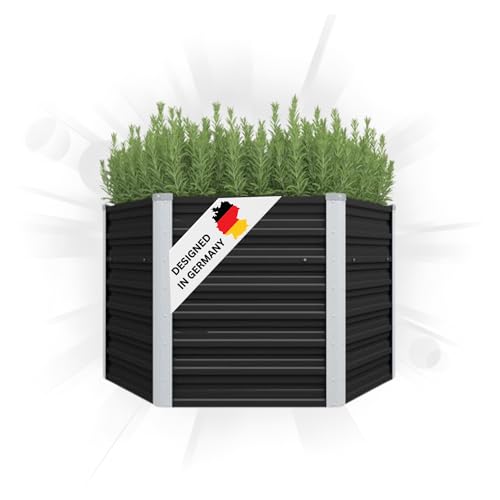 DELUKE 6-eckiges Hochbeet für Garten NOA Anthrazit | 129x129x45cm | Verzinkter Stahl | Wetterfest | Gartenbeet Kräuterbeet Blumenbeet Beet hoch Frühbeet für Garten Gemüsebeet DELUKE 6-eckiges Hochbeet für Garten NOA Anthrazit | 129x129x45cm | Verzinkter Stahl | Wetterfest | Gartenbeet Kräuterbeet Blumenbeet Beet hoch Frühbeet für Garten Gemüsebeet von DELUKE