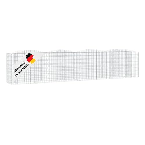 DELUKE Gabionen Hochbeet BOGI aus Eisen | 400x50x100cm | Hochbogen Steinkorb Gabionengitter Ziergabione Steingabione Drahtkorb befüllbar von DELUKE
