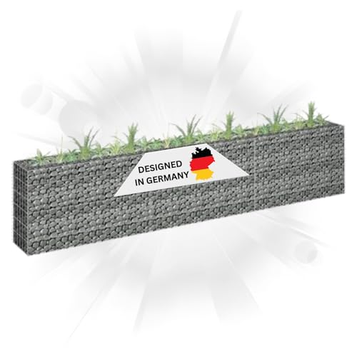 DELUKE Gabionen Hochbeet ROON aus Stahl | 270x30x60cm | Steinkorb Gabionengitter Ziergabione Steingabione Drahtkorb befüllbar von DELUKE