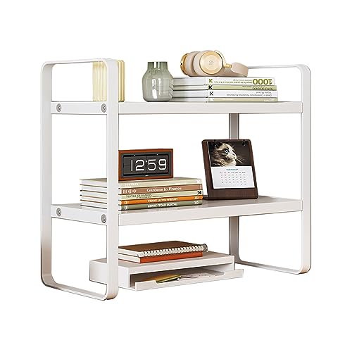 DELURA Bücherrega, Lregal weiß, Schreibtisch-Lagerregal aus Schmiedeeisen, mit Metallrahmen, für den Einsatz im Wohnzimmer und im Schlafsaal (Size : 40 * 20 * 36) von DELURA