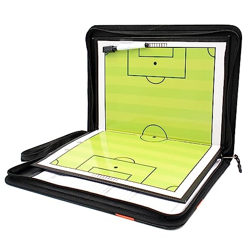 DELURA Magnetisches Fußball Taktiktafel mit Reißverschluss, Faltbares Fußball-Taktikbrett-Set, Magnetisches Trainermappe Fußball von DELURA