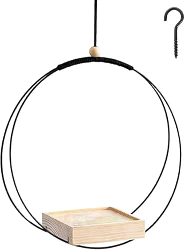 Makramee-Pflanzenaufhänger mit Holz – Blumentopfhalter mit Holzsockel, Boho-Pflanzenaufhänger for den Innenbereich, moderner Pflanzenaufhänger aus Holz for Innen- und Außendekorationen, Pflanzenblumen von DELURA