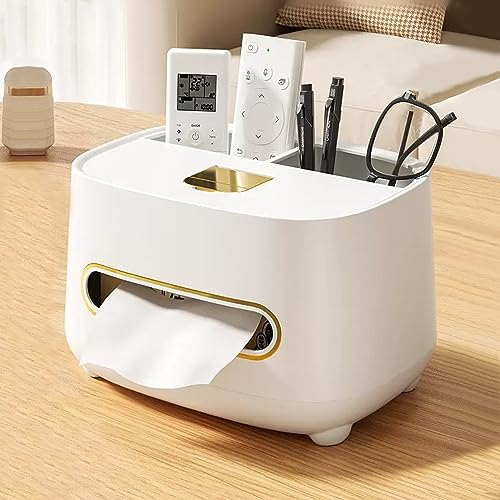 Tücherbox mit Deckel, Kosmetik Organizer Taschentuchspender für Badezimmer, Büro, Schlafzimmer und Mehr (Color : White) von DELURA