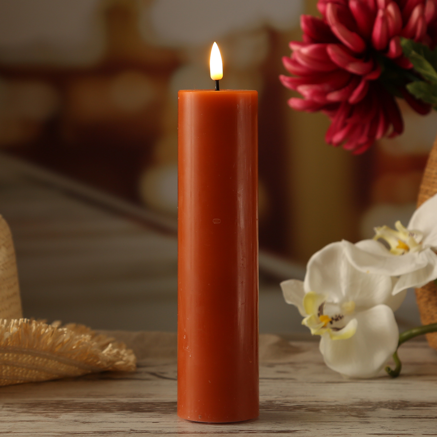 LED Stumpenkerze MIA - Echtwachs - realistische 3D Flamme - H: 20cm - D: 5cm - orange LED Stumpenkerze MIA - Echtwachs - realistische 3D Flamme - H: 20cm - D: 5cm - orange von DELUXE Homeart