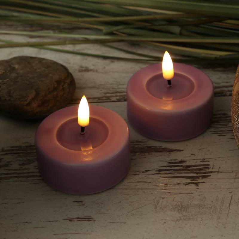LED Teelichter MIA - realistische 3D Flamme - D: 6,1cm - Batteriebetrieb - lavendel - 2 Stück von DELUXE Homeart
