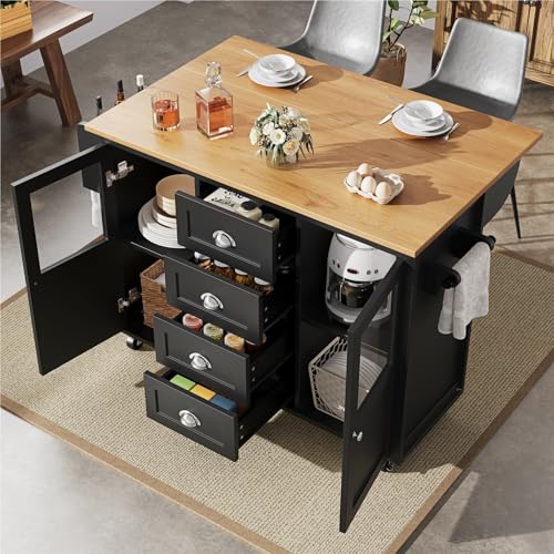 DELVOYE Kücheninsel,Küchenschrank mit Vier Schubladen,Buffetschrank mit verstellbaren Einlegeböden,ausziehbarer Küchenwagen mit Rollen,MDF,Sideboards für Küchen Restaurants Esszimmer DELVOYE Kücheninsel,Küchenschrank mit Vier Schubladen,Buffetschrank mit verstellbaren Einlegeböden,ausziehbarer Küchenwagen mit Rollen,MDF,Sideboards für Küchen Restaurants Esszimmer von DELVOYE
