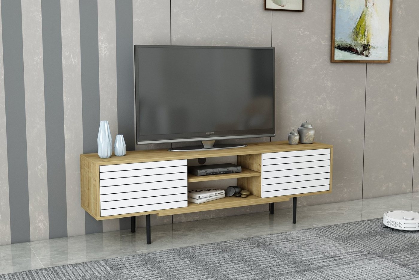 DEMA Home TV-Schrank Lowboard Apollo, Breite 160 cm, Fernseher bis zu 32-70 Zoll von DEMA Home