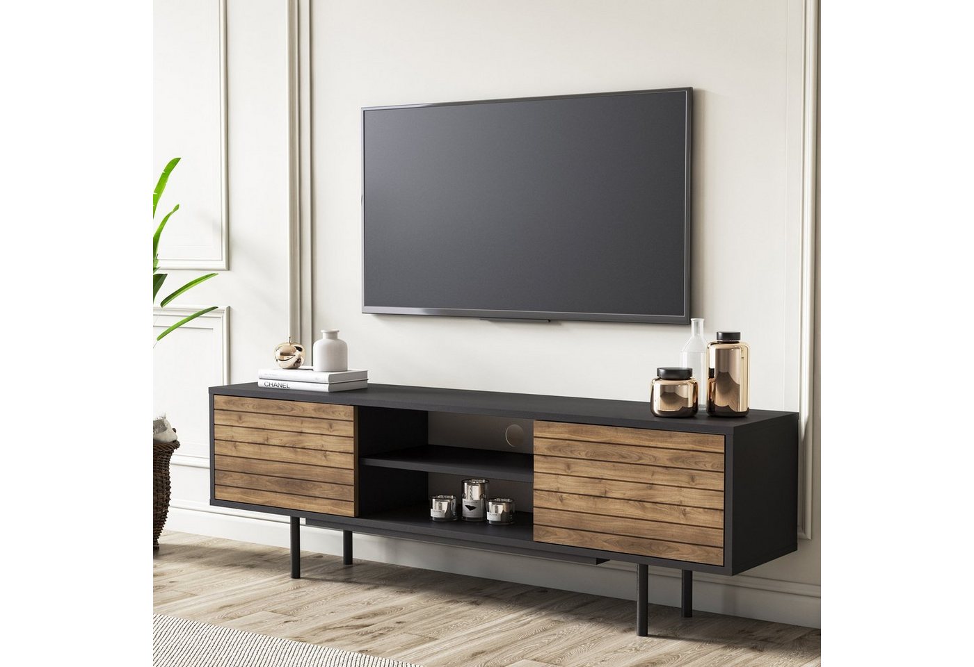 DEMA Home TV-Schrank Lowboard Apollo, Breite 160 cm, Fernseher bis zu 32-70 Zoll von DEMA Home