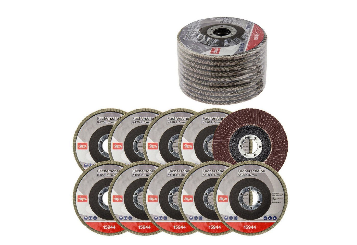 DEMA Fächerscheibe Fächerscheiben K120 115 mm 10er Set DEMA Fächerscheibe Fächerscheiben K120 115 mm 10er Set von DEMA