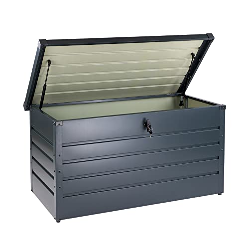 DEMA Garten Metall Gerätebox Aufbewahrungsbox Gerätekiste Gartenbox anthrazit 350 L 120x62,5x63 cm von DEMA