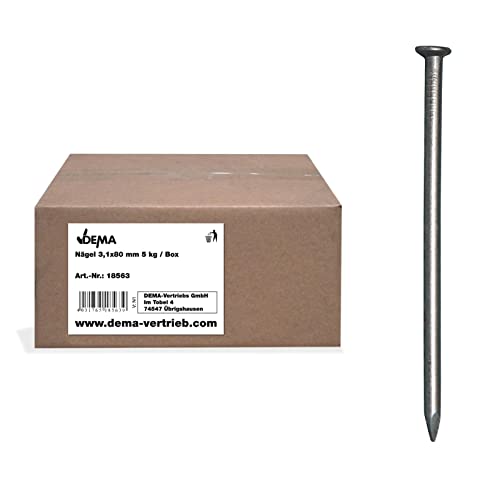 DEMA Stahlnägel 3,1 x 80 mm – 5 kg Box, Senkkopf blank, Stahlstifte/Drahtstifte für Holz & Bauprojekte DEMA Stahlnägel 3,1 x 80 mm – 5 kg Box, Senkkopf blank, Stahlstifte/Drahtstifte für Holz & Bauprojekte von DEMA