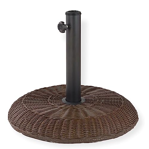 DEMA Sonnenschirmständer Rattan Design 15 kg, Betonkern, PVC Rohrhalter, robust & pflegeleicht, für Schirme bis 2,5 m, passend für 25-37 mm Stangendurchmesser, wetterfest & stabil von DEMA