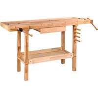 Dema - Hobelbank Werkbank aus Holz 137x50x86 cm Holzwerkbank Werktisch Arbeitstisch von DEMA