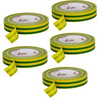 Dema - Kabel Isolierband Elektriker Klebeband 5er Set Grün-Gelb 15 mm x 10 m Rolle pvc von DEMA