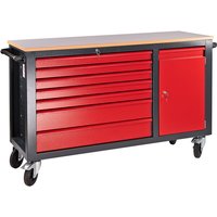 Dema - Mobile Werkbank Arbeitstisch fahrbar Carlos 7 Schubladen 1 Tür 180x48x104 cm von DEMA