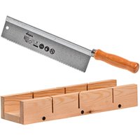 Feinsäge Gehrungssäge mit Holzgriff und Holz Schneidlade Handsäge Gehrungslade von DEMA