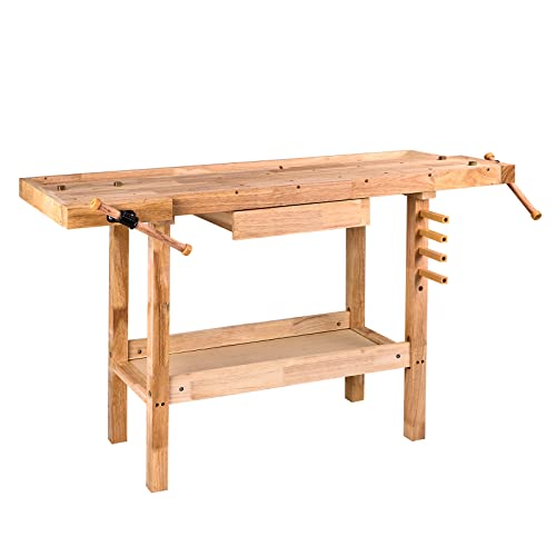 Holz Hobelbank Werkbank Werktisch Arbeitstisch Werkstatt Tisch 137x50x86 cm von DEMA