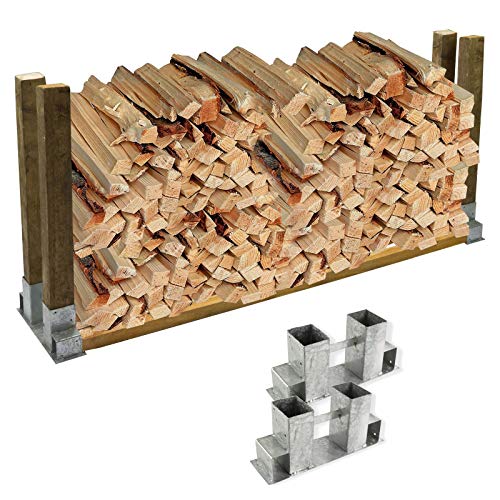 Holz - Stapelhilfe Brennholz Kaminholz Gestell Stapelhilfe Stapelhalter 2er Set von DEMA