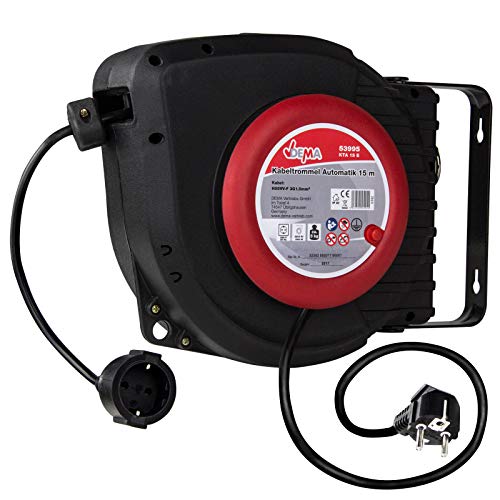 Kabeltrommel Kabelbox Kabelaufroller Automatik Verlängerungskabel Kabel 15 m von DEMA
