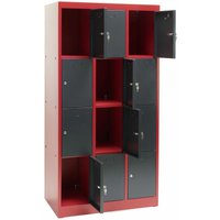 Schließfachschrank Fächerschrank Wertfachschrank 12 Fach rot/anthrazit 88x50x180 von DEMA