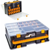 Sortimentskoffer / Sortimentskasten aus Kunststoff, 46 Fächer, xl, Doppelt, 2in1 von DEMA
