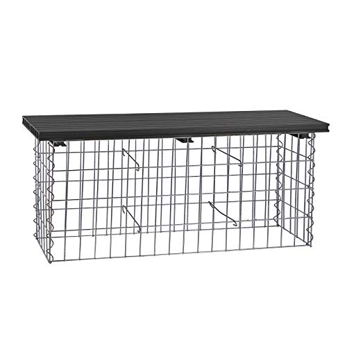DEMA WPC Gabionenbank Gabione Steinkorb Drahtkorb Bank Sitzbank Gartenbank anthrazit 100x30 cm von DEMA