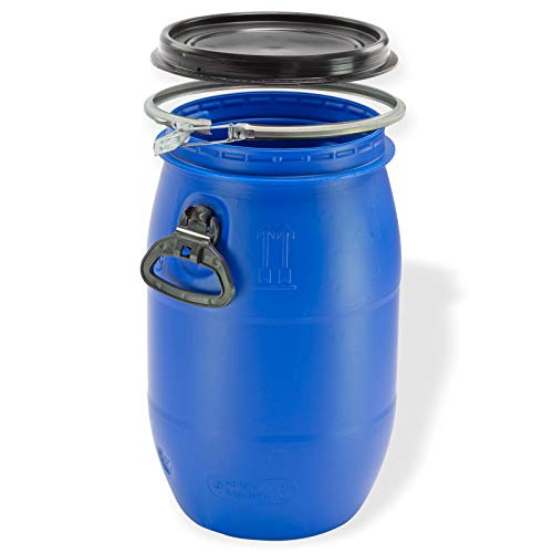 Wasserfass Maischefass Weithalsfass Weinfass Gärfass Mostfass Getränkefass Fass Futtertonne 30 l lebensmittelecht blau von DEMA