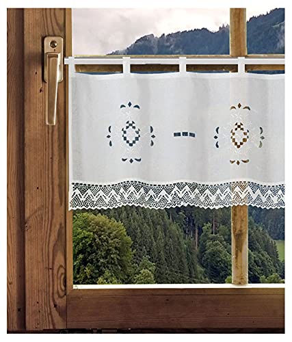 DEMASol Scheibengardine mit Häkel-Spitze French Country Landhaus-Deko mit Schlaufen 45 x 120 cm von DEMASol