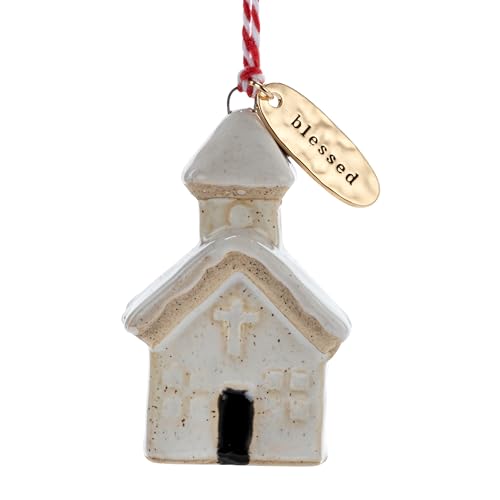 DEMDACO Dekorativer Weihnachtsbaumschmuck zum Aufhängen, 3,8 x 5,1 cm, Keramik, Steingut, gesegnete Kirche von DEMDACO