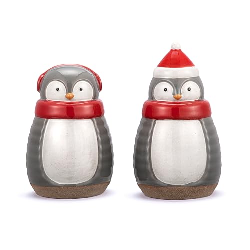 DEMDACO Snow Day Salz- und Pfefferstreuer, Steingut, dekorativ, unterhaltsam, für Arbeitsplatte oder Tisch, Urlaubsdekoration, 2-teiliges Set, festliche Pinguine von DEMDACO