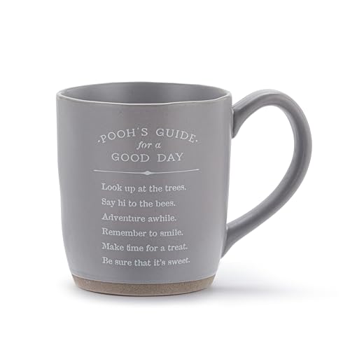 DEMDACO Winnie-the-Pooh Everyday Collection Pooh's Guide For A Good Day Grey Wash 400 ml Steingut-Kaffeetasse für Ihren Lieblings-Kaffeebecher für Ihr Lieblingsgetränk am Morgen von DEMDACO