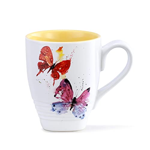 Dean Crouser Tasse mit Schmetterlingen, Keramik, glänzend, 340 ml, Gelb von DEMDACO