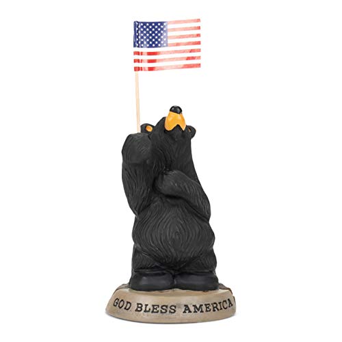 Demdaco Bearfoots God Bless America Black Bear Holding US Flag Figurine 3005080226 New von DEMDACO