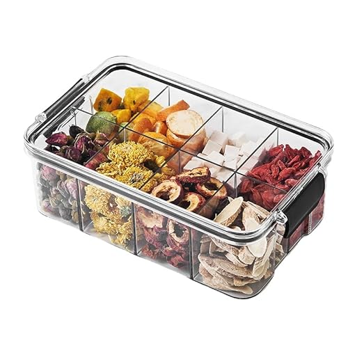 DEMEIHUA Snackbox Mit Fächern Rund, Snackteller Mit Fächern, Kinder Snackschale Mit Deckel Herausnehmbare 8 Fächer Snackteller Mit Deckel Geeignet Snack (Snackbox 1000ml) von DEMEIHUA