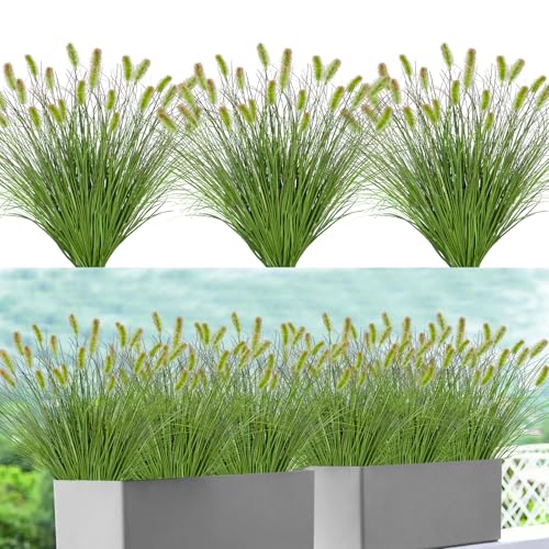 DEMIUKO 10 Bündel Kunstgras Künstliche Pflanzen Außenbereich Kunstpflanzen wie echt 43cm Hoch Gräser Outdoor Dekogras Wetterfest UV-Beständige Gras für Draußen Zuhause Balkon Garten Topf Deko von DEMIUKO