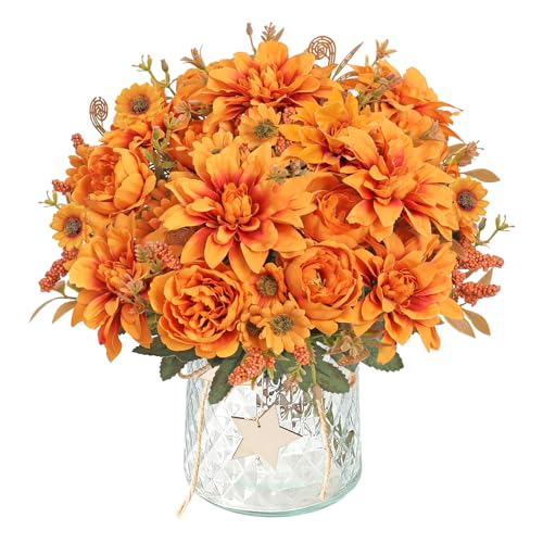 DEMIUKO 4 Bündel Dahlien Künstliche Blumen Orange Pfingstrosen Seiden Blumensträuße Kunstblumen Fake Blumen Vase Deko für Hochzeit Partei Tischaufsätze Blumenarrangement Innen Außen Dekoblumen DEMIUKO 4 Bündel Dahlien Künstliche Blumen Orange Pfingstrosen Seiden Blumensträuße Kunstblumen Fake Blumen Vase Deko für Hochzeit Partei Tischaufsätze Blumenarrangement Innen Außen Dekoblumen von DEMIUKO