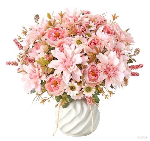 DEMIUKO 4 Bündel Dahlien Künstliche Blumen Rosa Pfingstrosen Seiden Blumensträuße Kunstblumen Fake Blumen Vase Deko für Hochzeit Partei Tischaufsätze Blumenarrangement Innen Außen Dekoblumen DEMIUKO 4 Bündel Dahlien Künstliche Blumen Rosa Pfingstrosen Seiden Blumensträuße Kunstblumen Fake Blumen Vase Deko für Hochzeit Partei Tischaufsätze Blumenarrangement Innen Außen Dekoblumen von DEMIUKO