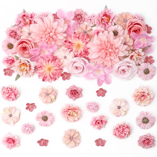 DEMIUKO 58 Stück Kunstblumen Köpfe Rosa Blumen zum Basteln 2.5~10cm Künstliche Blumen Mini Stoffblumen Klein Blütenköpfe Seidenblumen für DIY Basteln Scrapbooking Hochzeit Party Tortendeko Handwerk DEMIUKO 58 Stück Kunstblumen Köpfe Rosa Blumen zum Basteln 2.5~10cm Künstliche Blumen Mini Stoffblumen Klein Blütenköpfe Seidenblumen für DIY Basteln Scrapbooking Hochzeit Party Tortendeko Handwerk von DEMIUKO