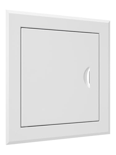 Revisionsklappe aus Metall Weiß – RAL 9016 Stahlklappe für Wand und Decke – Magnetverschluss – Zugang für Kabel, Rohre, Zähler – Flächenbündig – Innen und Außen – Einfache Montage. (20 x 20 cm) von DEMLOU