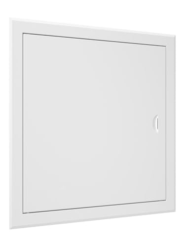 Revisionsklappe aus Metall Weiß – RAL 9016 Stahlklappe für Wand und Decke – Magnetverschluss – Zugang für Kabel, Rohre, Zähler – Flächenbündig – Innen und Außen – Einfache Montage. (40 x 40 cm) von DEMLOU