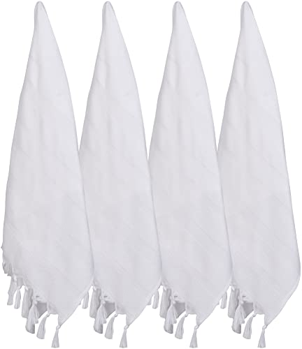 DEMMEX Set von 4 türkischen Baumwolle Pestemal Hand Gesicht Küche Gym Handtuch Set Waschen Spültücher, vorgewaschen, 43,2 x 89,2 cm (weiß) von DEMMEX