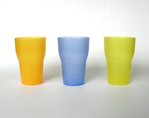 DEMOLLI Set mit 6 Gläsern aus Polypropylen in verschiedenen Farben – 33 cl 12 x 8 cm (Höhe x Durchmesser) (Blau, Orange, Grün) von DEMOLLI
