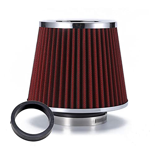 DEMULAX Auto-Luftfilter 2,5/2,75/3 Zoll Leistungs-Entlüftungsfilter Universeller Kaltlufteinlass Hoher Durchfluss 65 mm 70 mm 76 mm Auto-Luftfilter(65MM RED) von DEMULAX