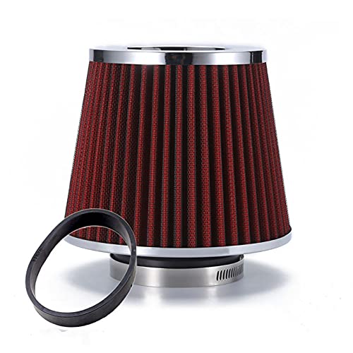 DEMULAX Auto-Luftfilter 2,5/2,75/3 Zoll Leistungs-Entlüftungsfilter Universeller Kaltlufteinlass Hoher Durchfluss 65 mm 70 mm 76 mm Auto-Luftfilter(70MM RED) von DEMULAX