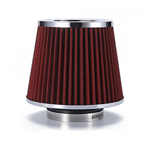 DEMULAX Auto-Luftfilter 2,5/2,75/3 Zoll Leistungs-Entlüftungsfilter Universeller Kaltlufteinlass Hoher Durchfluss 65 mm 70 mm 76 mm Auto-Luftfilter(76MM RED) von DEMULAX