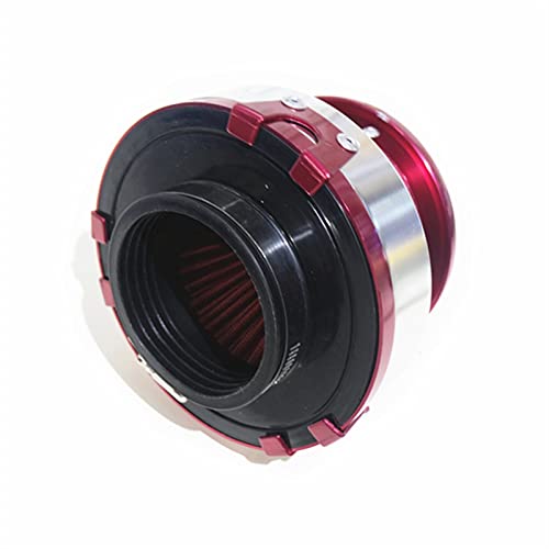 DEMULAX Spsld Universalschnittstelle Aluminiumabdeckung Luftfilter Kaltluftansaugfilter Rennluftfilter 76MM Auto-Luftfilter(RED) von DEMULAX