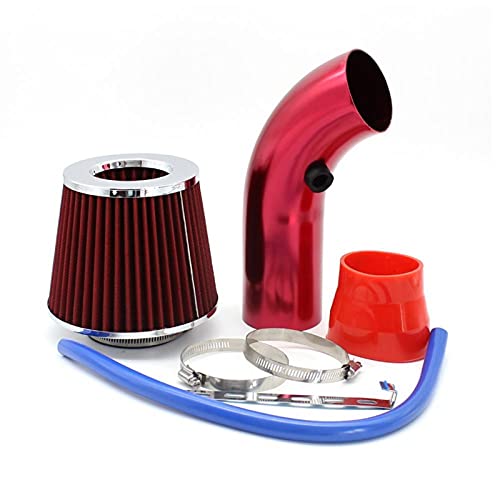 DEMULAX Turbo-Universal-Kaltansaugkit mit Filter, 76 mm, Auto-Gummischlauch, Hochleistungs-Induktions-Kompressor-Ansaugrohr Auto-Luftfilter(Red) von DEMULAX